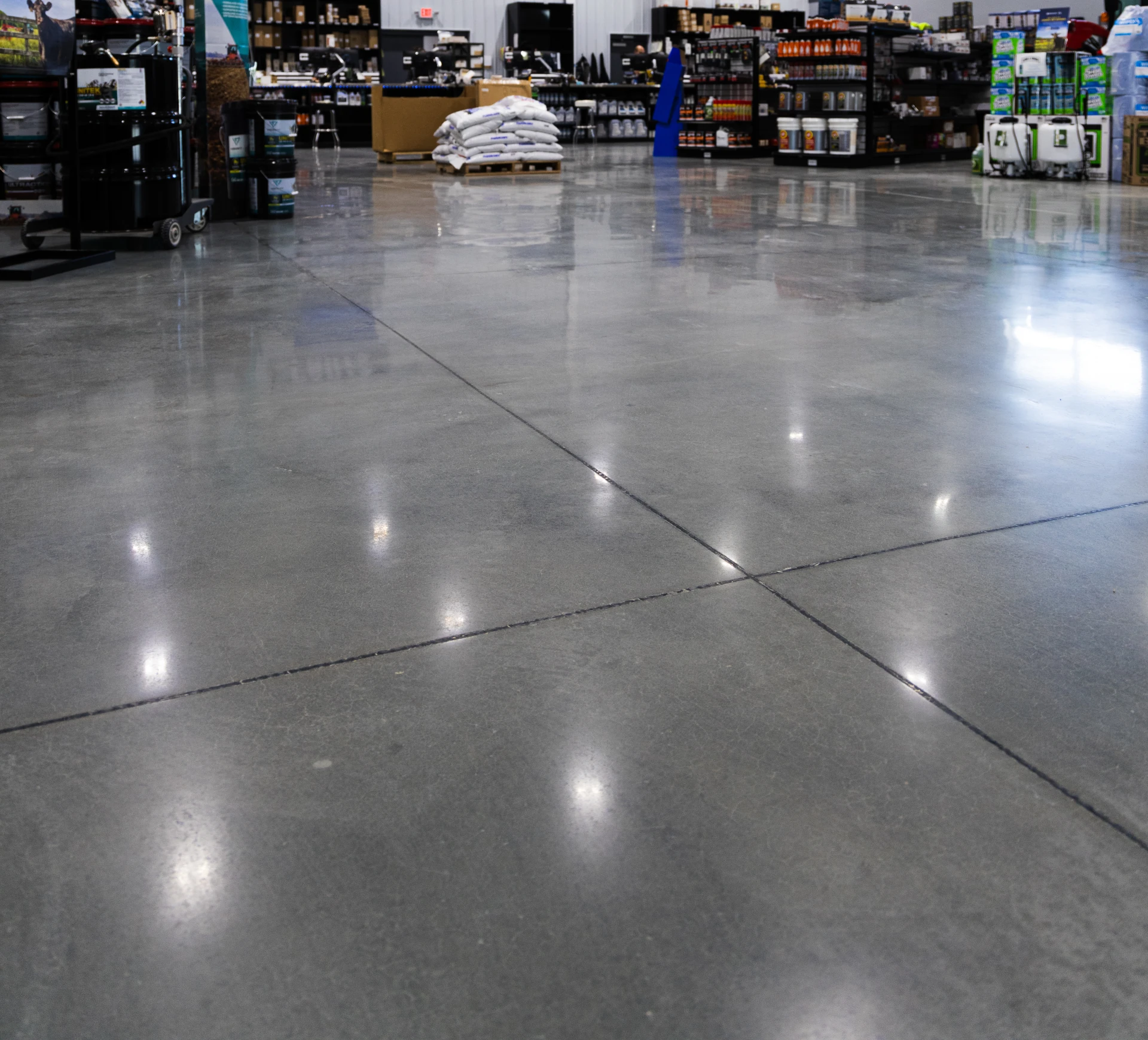 Commercial polyaspartic floor coating in Bloomfield Township workshop