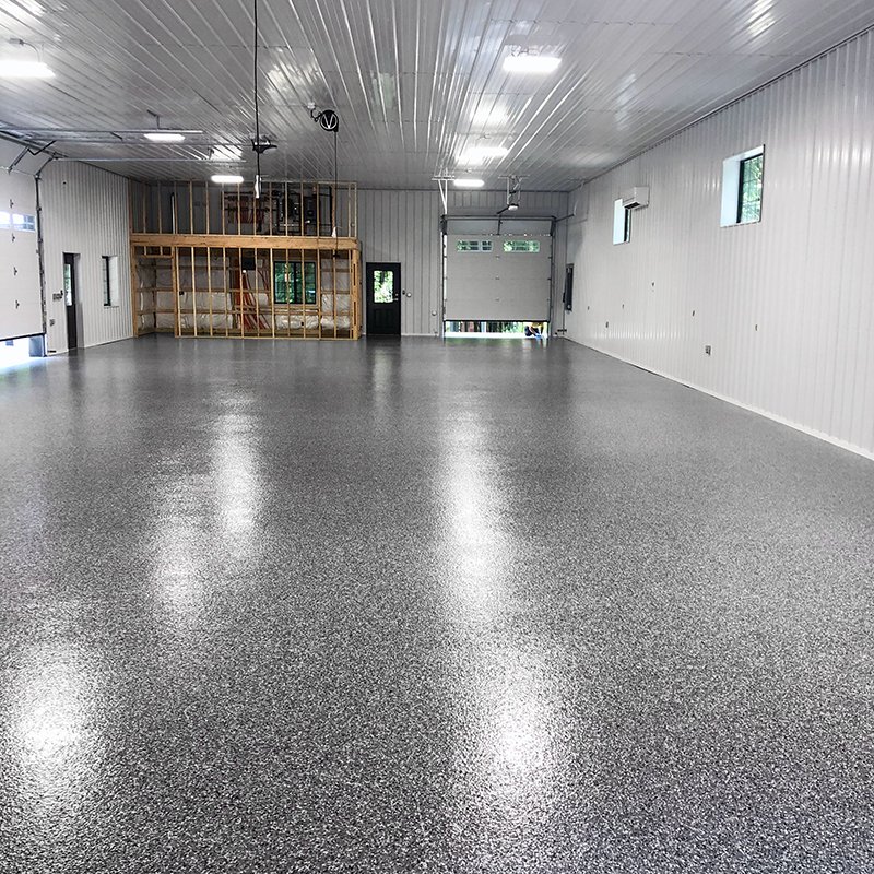 Polyaspartic floor coating in Bloomfield Twp warehouse